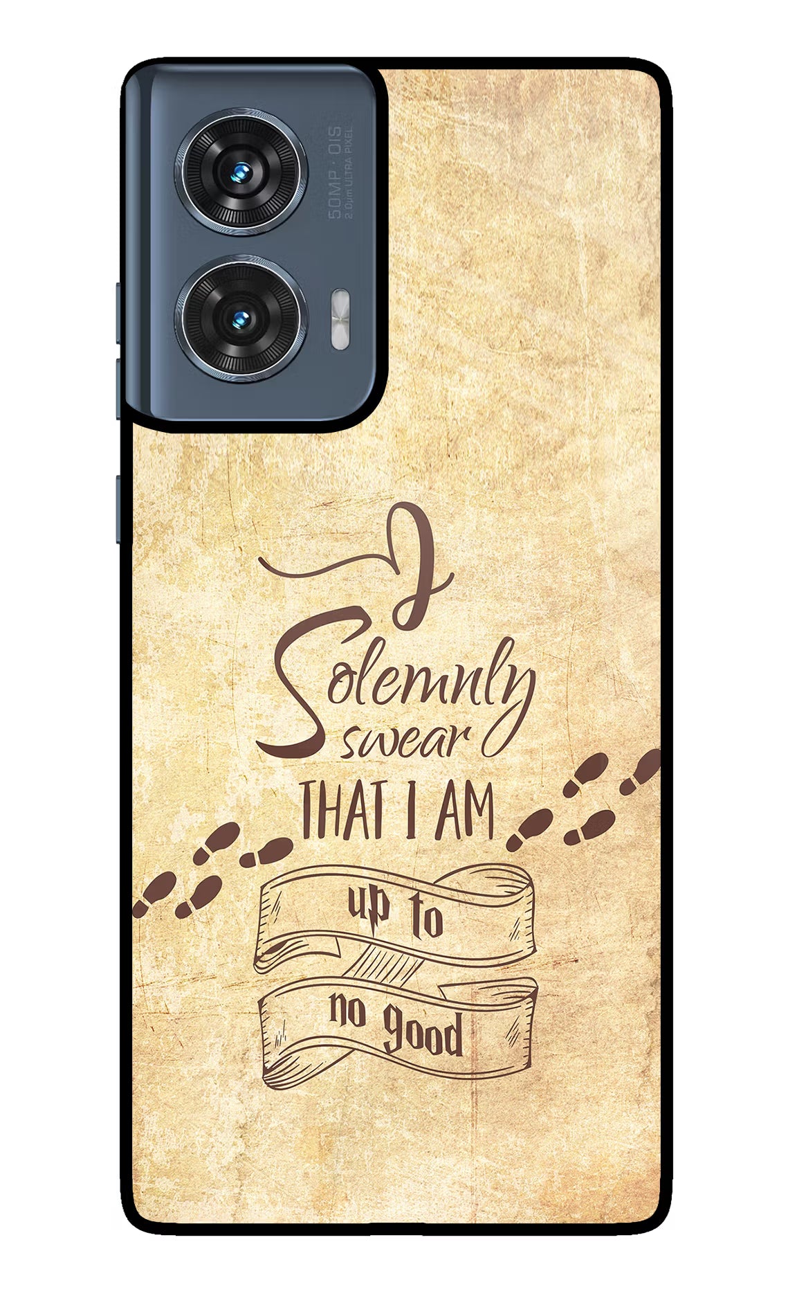 I Solemnly swear that i up to no good Moto Edge 50 Fusion Glass Case Back Cover by Casekaro