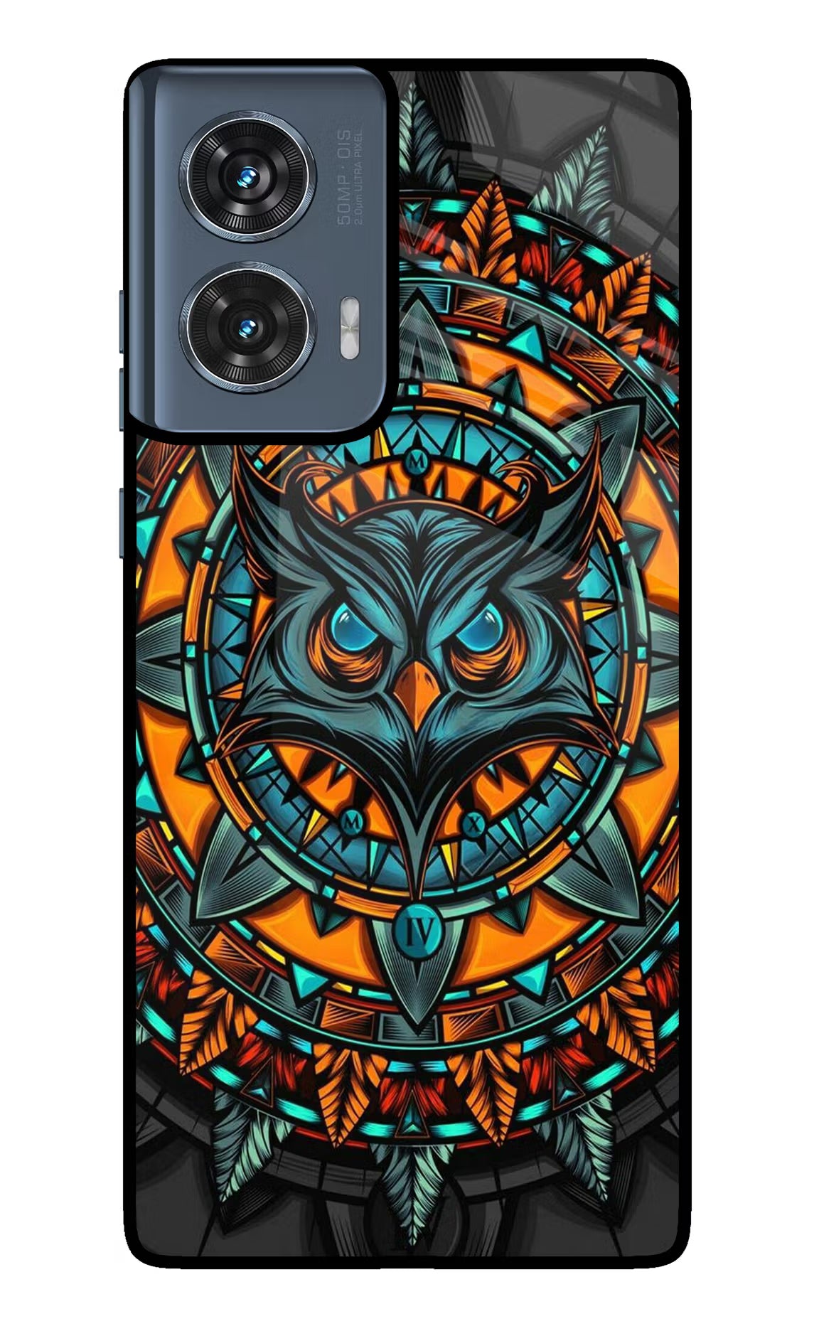 Angry Owl Art Moto Edge 50 Fusion Glass Case Back Cover by Casekaro