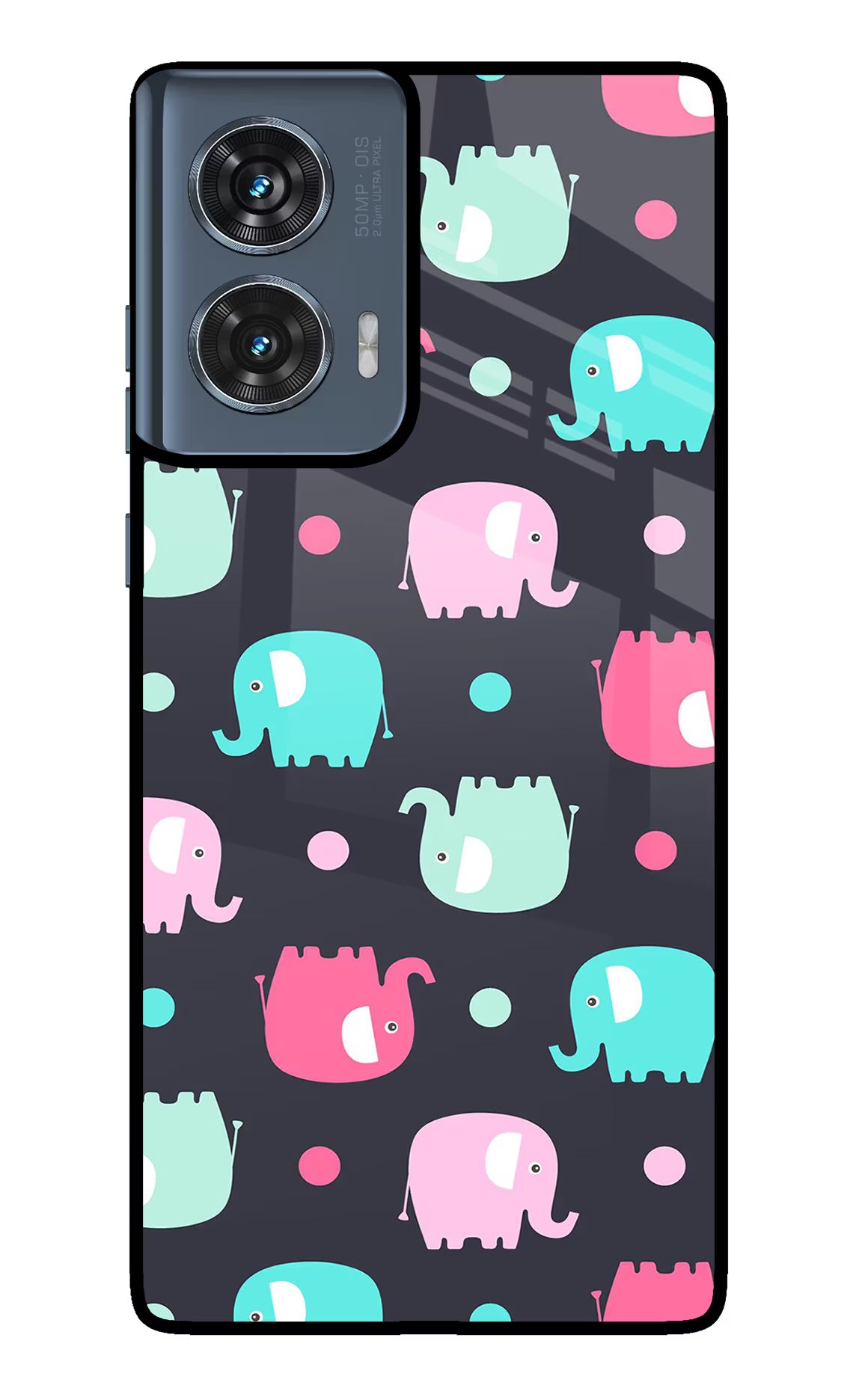 Elephants Moto Edge 50 Fusion Glass Case Back Cover by Casekaro