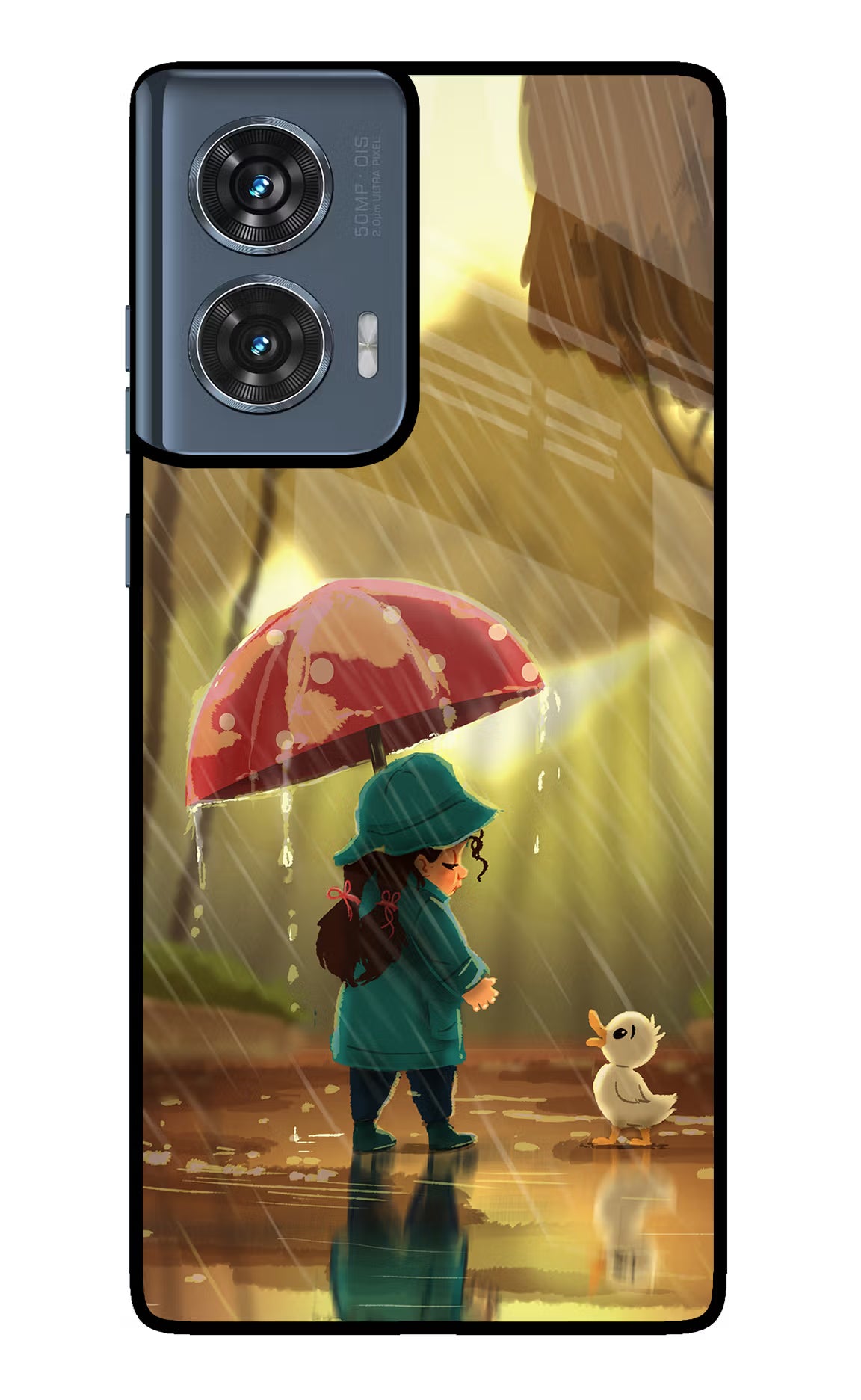 Rainy Day Moto Edge 50 Fusion Glass Case Back Cover by Casekaro