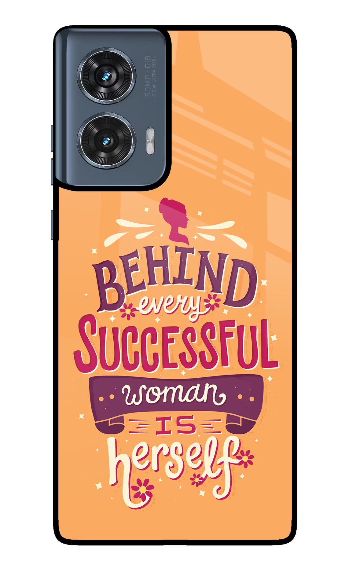 Behind Every Successful Woman There Is Herself Moto Edge 50 Fusion Glass Case Back Cover by Casekaro