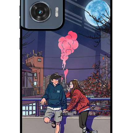 Chilling Couple Moto Edge 50 Fusion Glass Case Back Cover by Casekaro