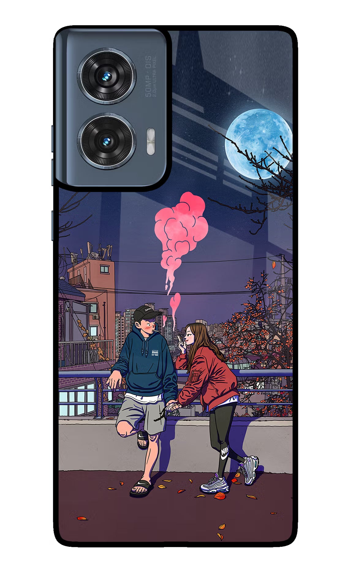 Chilling Couple Moto Edge 50 Fusion Glass Case Back Cover by Casekaro
