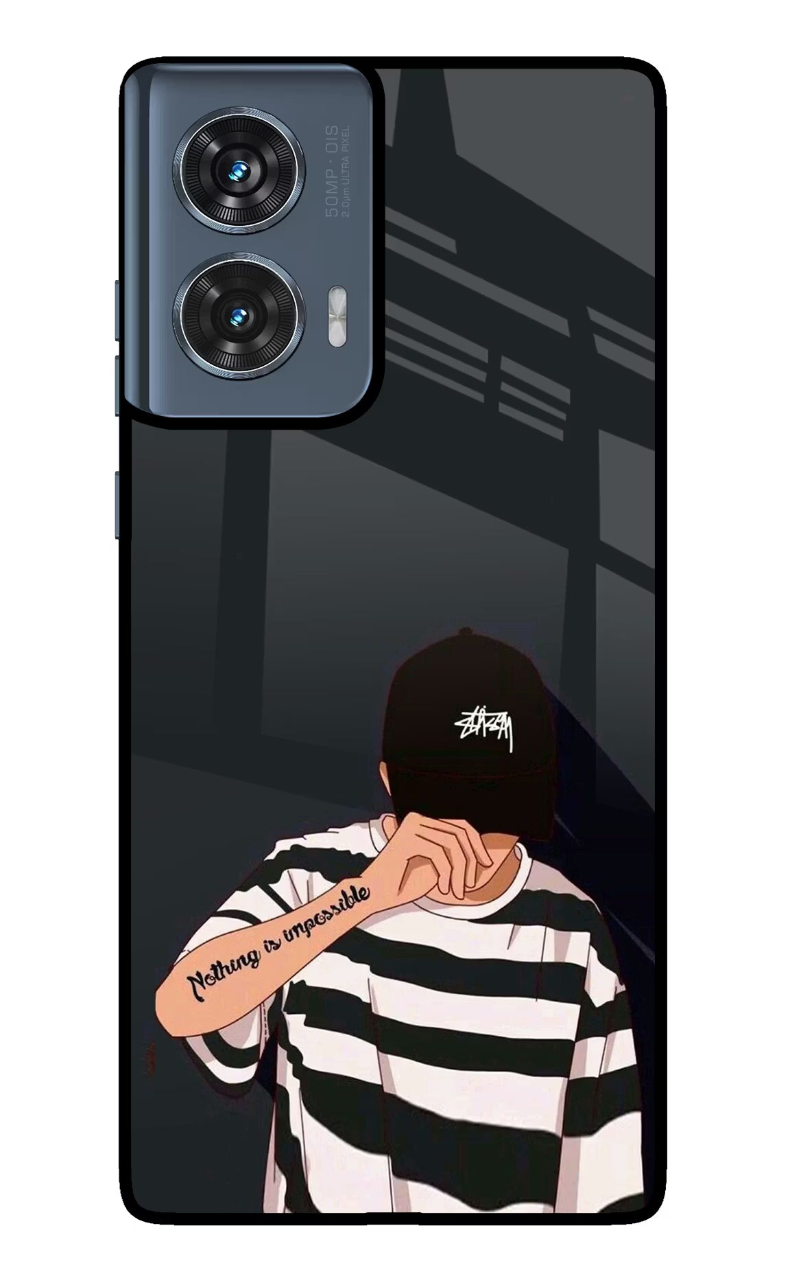 Aesthetic Boy Moto Edge 50 Fusion Glass Case Back Cover by Casekaro