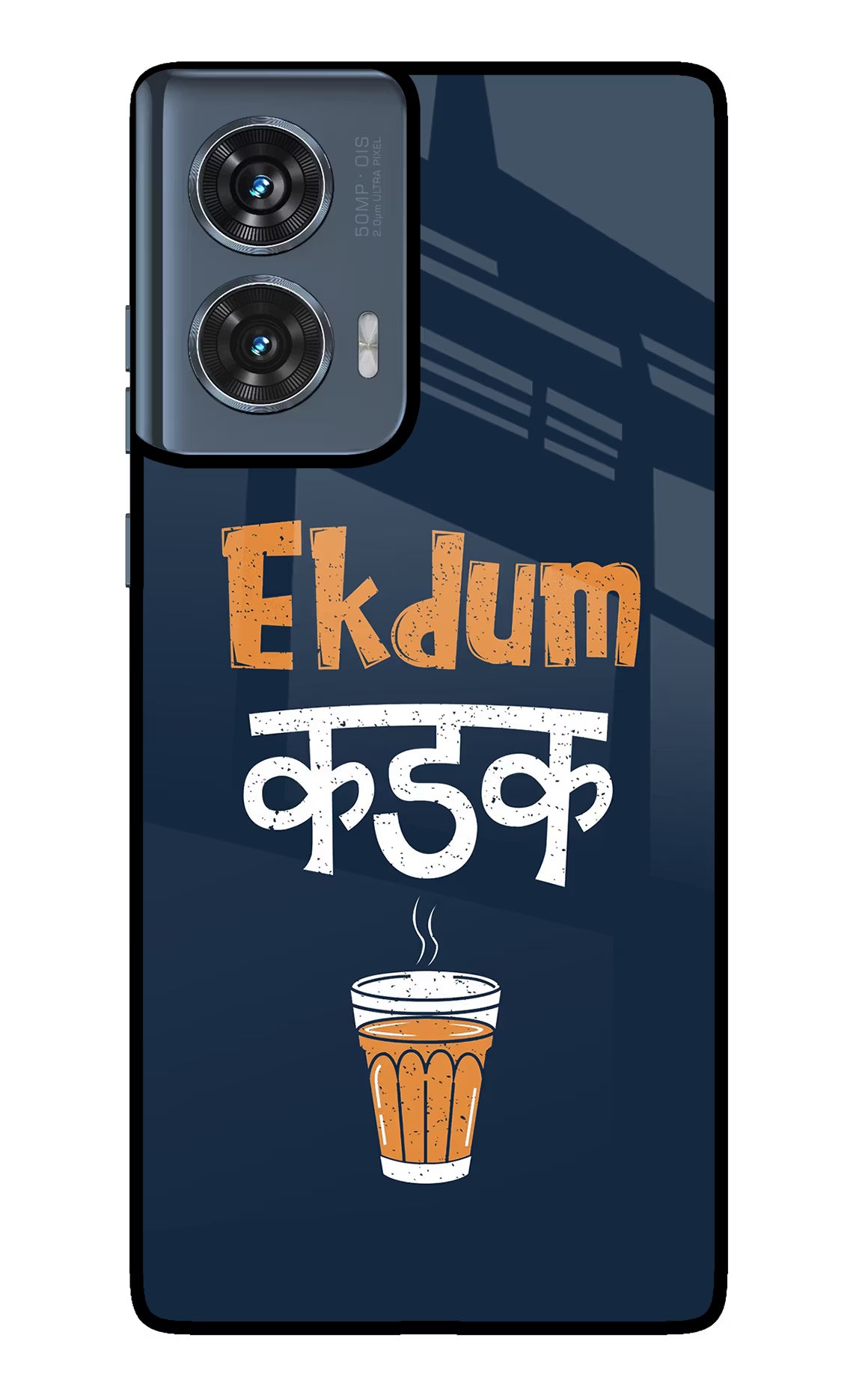 Ekdum Kadak Chai Moto Edge 50 Fusion Glass Case Back Cover by Casekaro