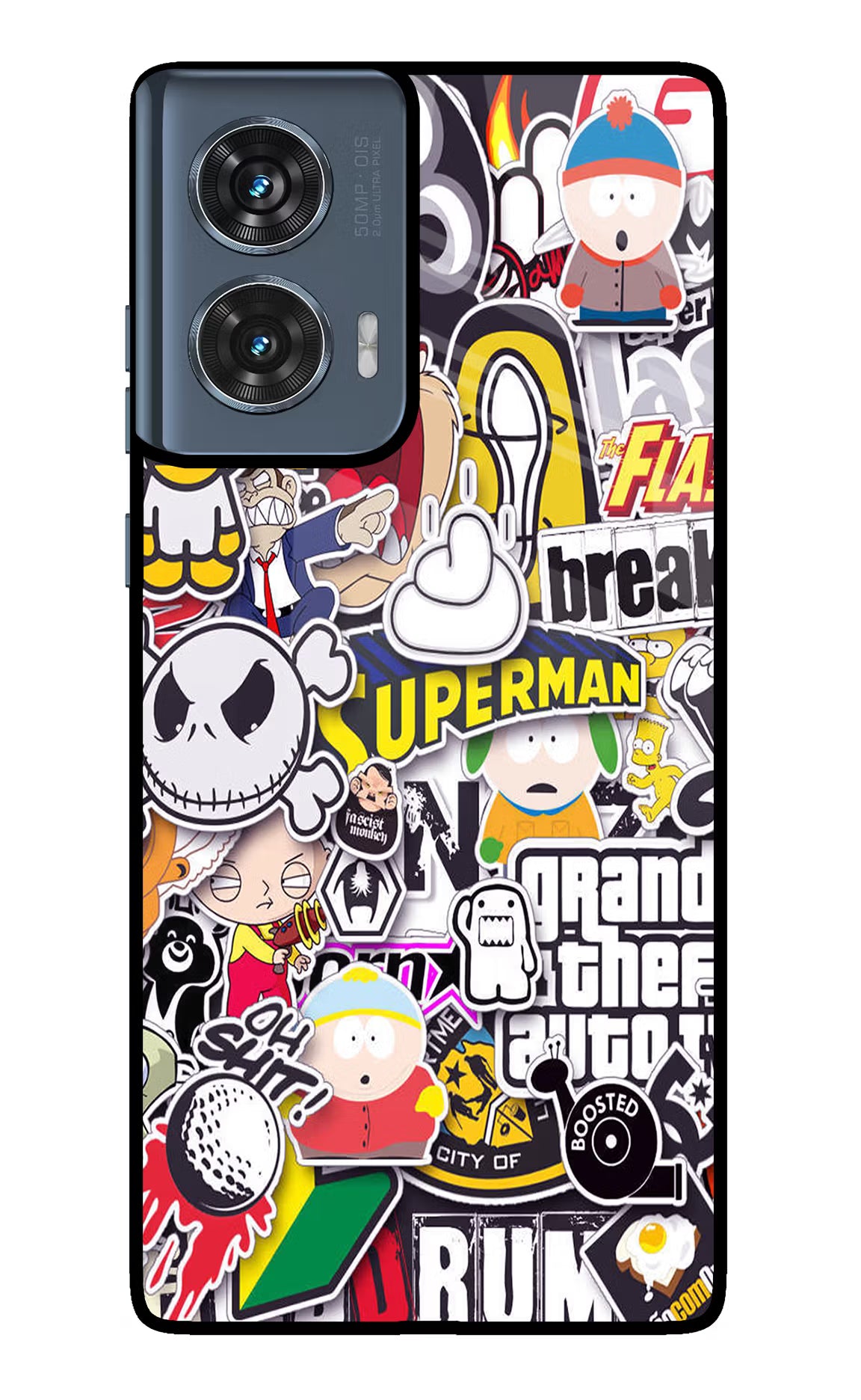 Sticker Bomb Moto Edge 50 Fusion Glass Case Back Cover by Casekaro