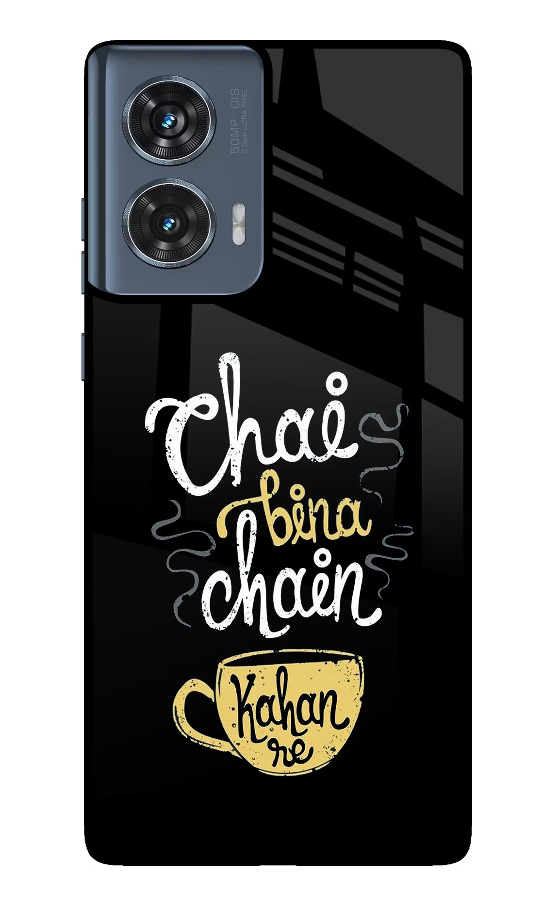 Chai Bina Chain Kaha Re Moto Edge 50 Fusion Glass Case Back Cover by Casekaro