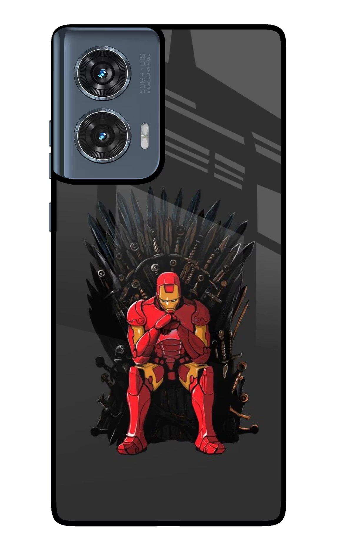 Ironman Throne Moto Edge 50 Fusion Glass Case Back Cover by Casekaro