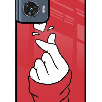 Korean Love Sign Moto Edge 50 Fusion Glass Case Back Cover by Casekaro