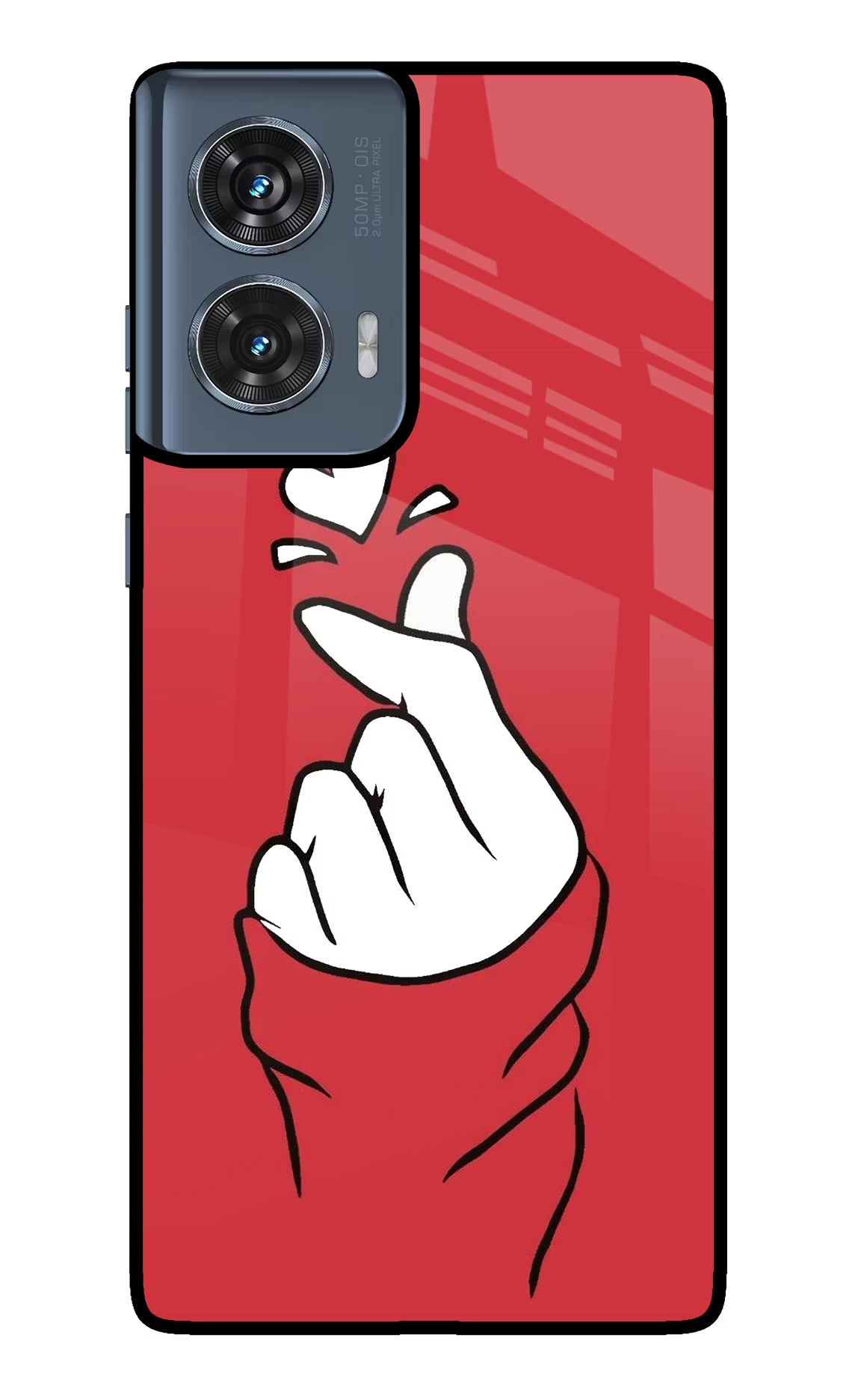 Korean Love Sign Moto Edge 50 Fusion Glass Case Back Cover by Casekaro