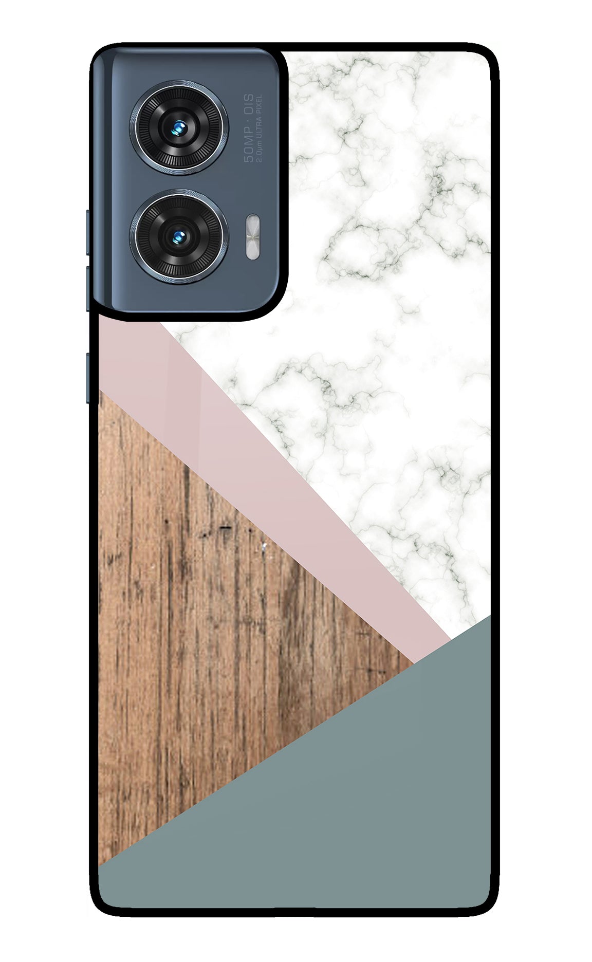 Marble wood Abstract Moto Edge 50 Fusion Glass Case