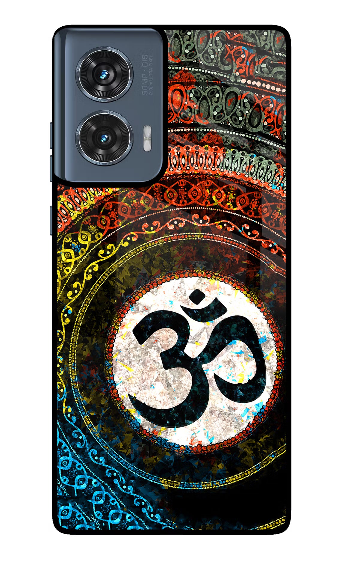 Om Cultural Moto Edge 50 Fusion Glass Case Back Cover by Casekaro