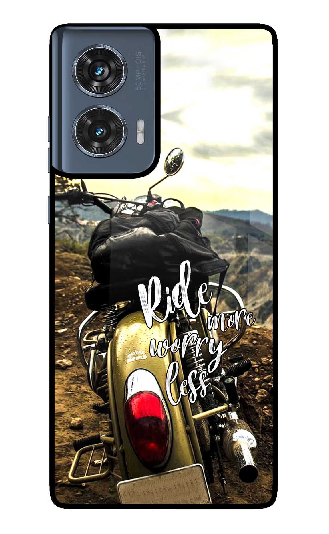 Ride More Worry Less Moto Edge 50 Fusion Glass Case Back Cover by Casekaro