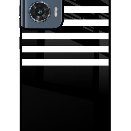 Black and White Print Moto Edge 50 Fusion Glass Case Back Cover by Casekaro