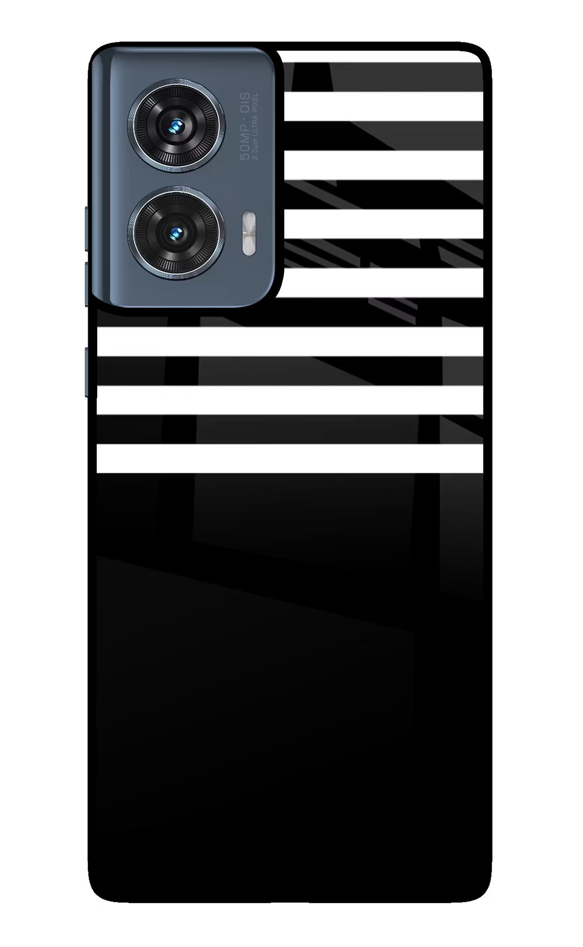 Black and White Print Moto Edge 50 Fusion Glass Case Back Cover by Casekaro