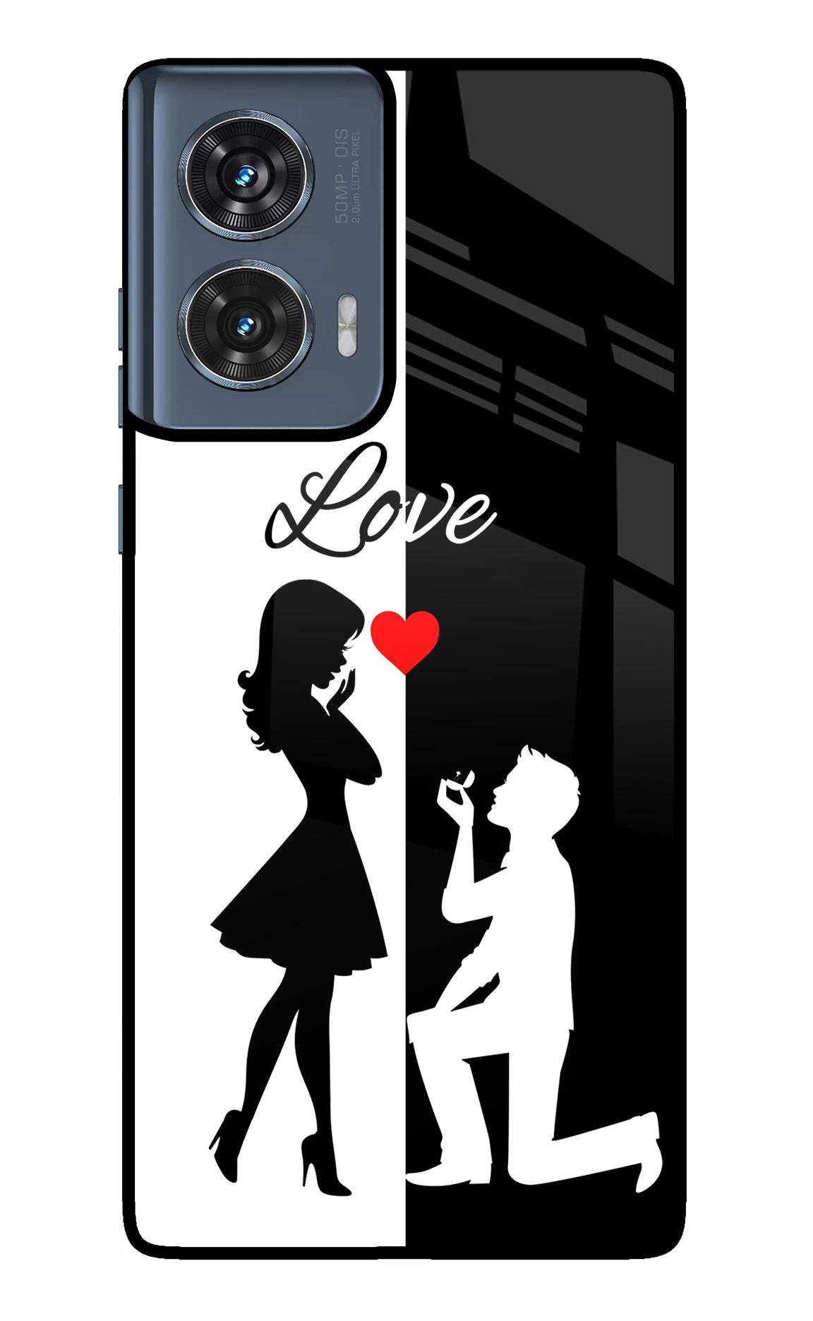 Love Propose Black And White Moto Edge 50 Fusion Back Cover