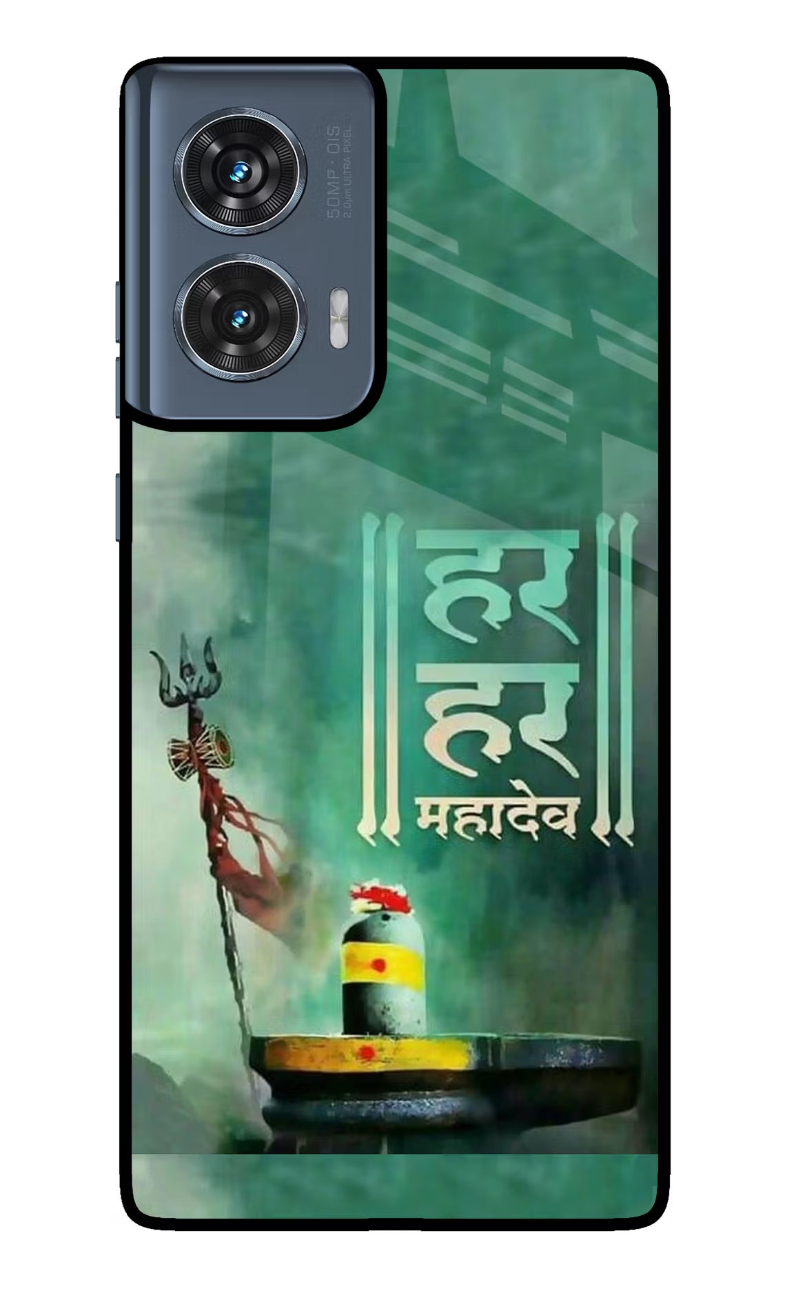 Har Har Mahadev Shivling Moto Edge 50 Fusion Glass Case Back Cover by Casekaro