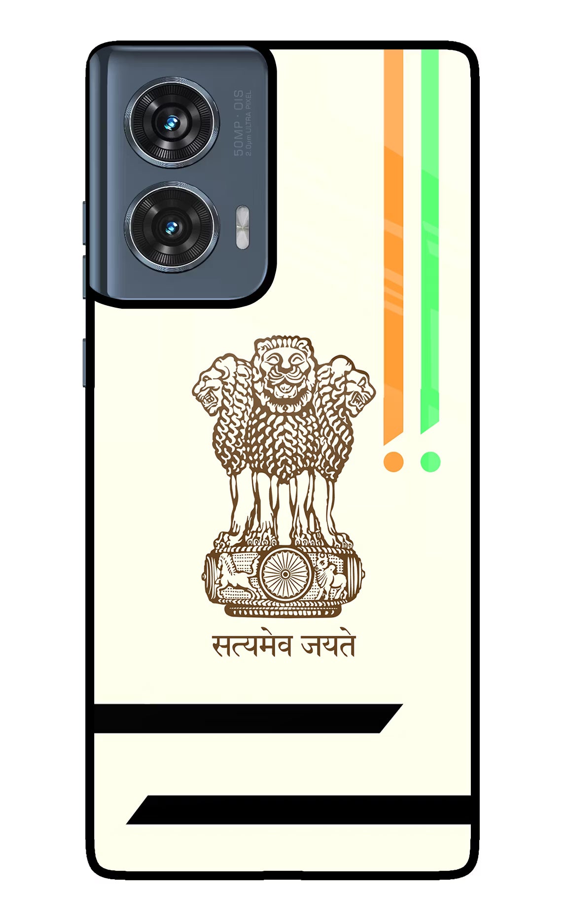 Satyamev Jayate Brown Logo Moto Edge 50 Fusion Glass Case Back Cover by Casekaro