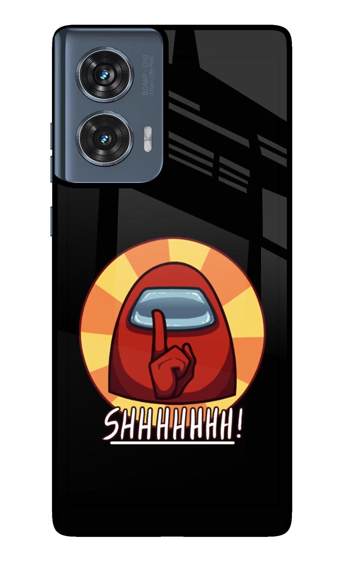 Among Us Shhh! Moto Edge 50 Fusion Glass Case Back Cover by Casekaro