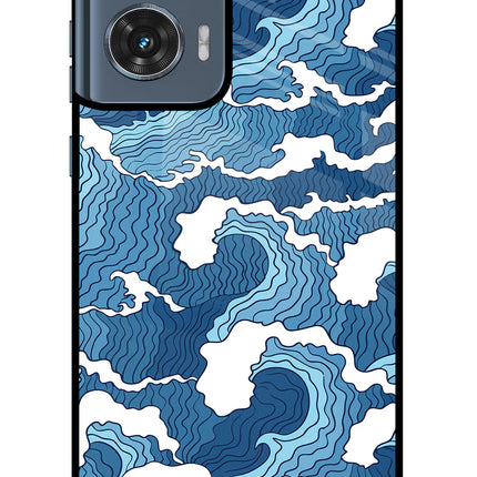 Blue Waves Moto Edge 50 Fusion Glass Case Back Cover by Casekaro