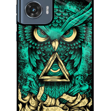 Green Owl Moto Edge 50 Fusion Glass Case Back Cover by Casekaro