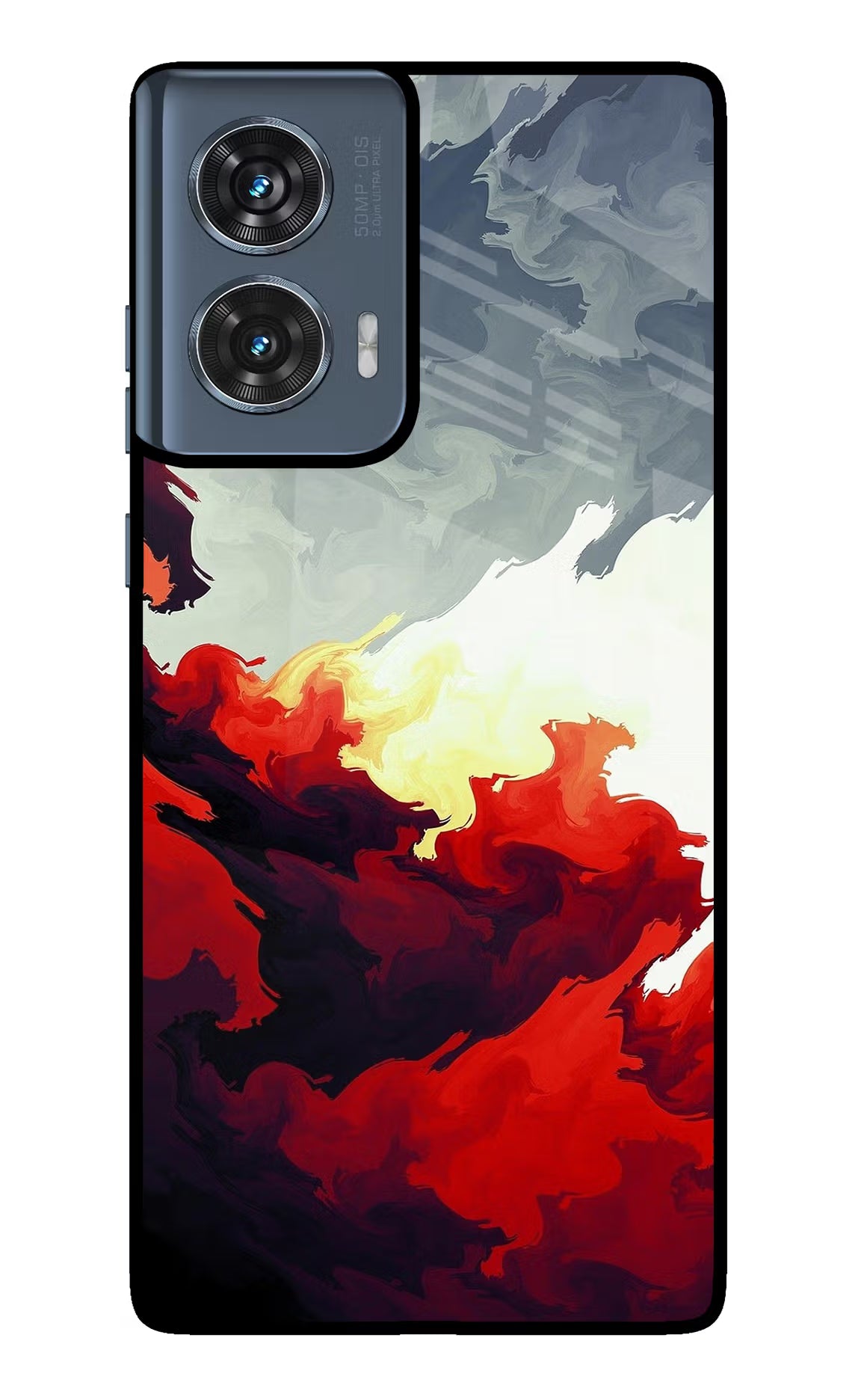 Fire Cloud Moto Edge 50 Fusion Glass Case Back Cover by Casekaro