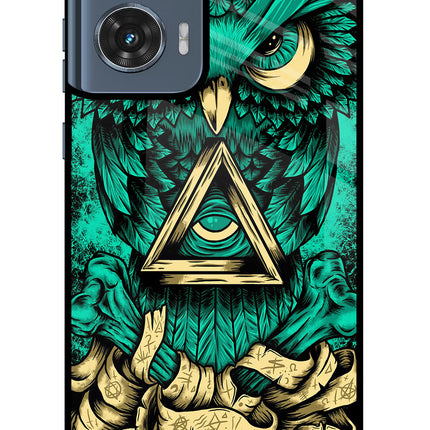Green Owl Moto Edge 50 Fusion Glass Case Back Cover by Casekaro