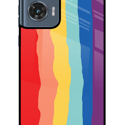 Rainbow Moto Edge 50 Fusion Glass Case Back Cover by Casekaro