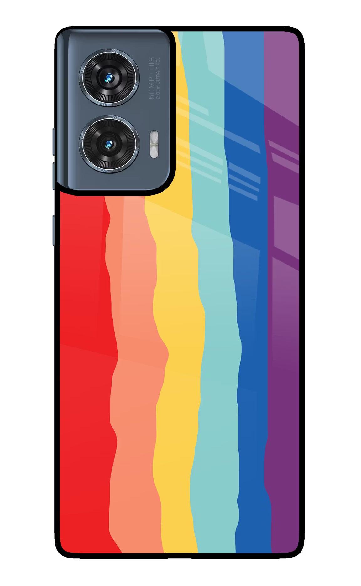 Rainbow Moto Edge 50 Fusion Glass Case Back Cover by Casekaro
