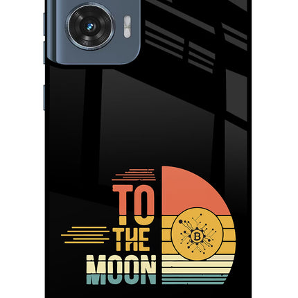 To the Moon Moto Edge 50 Fusion Glass Case Back Cover by Casekaro