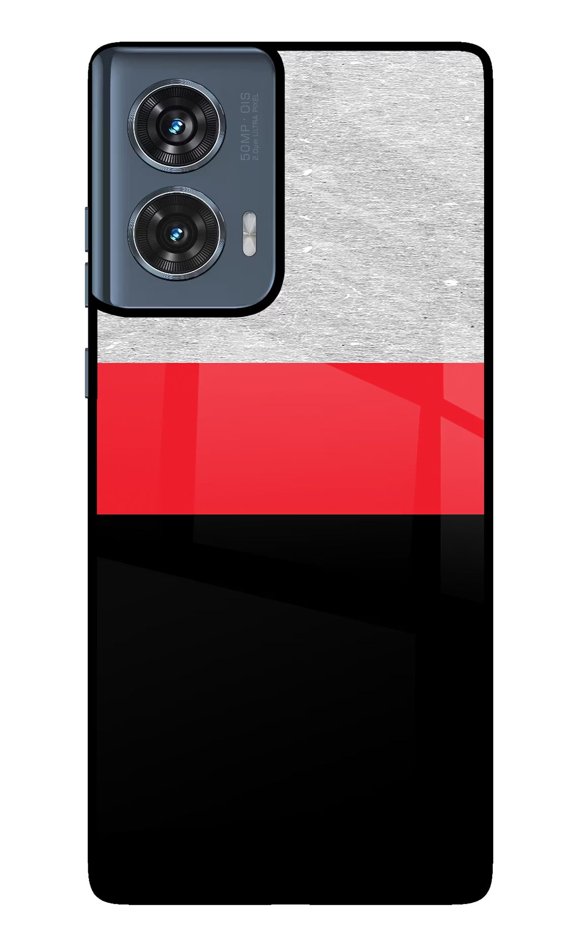 Tri Color Pattern Moto Edge 50 Fusion Glass Case Back Cover by Casekaro