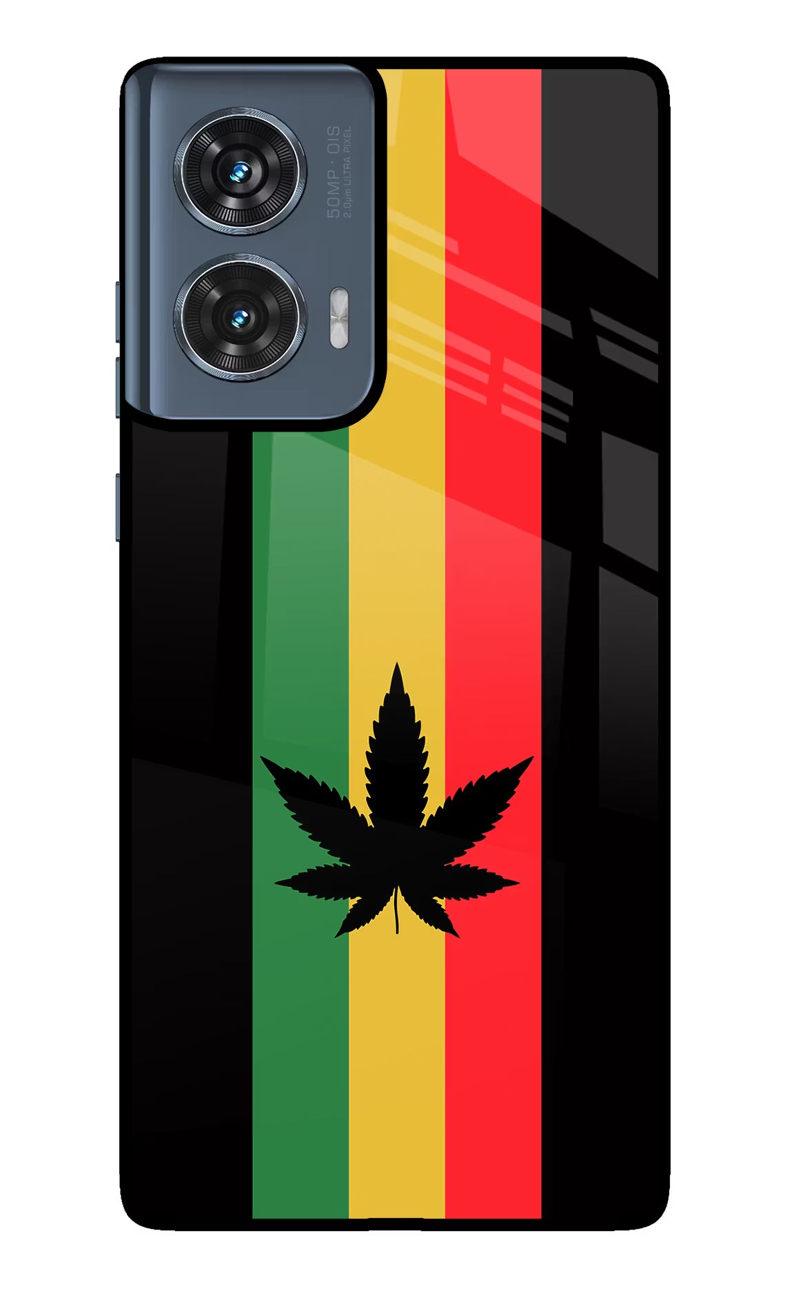 Weed Flag Moto Edge 50 Fusion Glass Case Back Cover by Casekaro