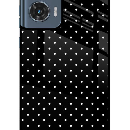 White Dots Moto Edge 50 Fusion Glass Case Back Cover by Casekaro