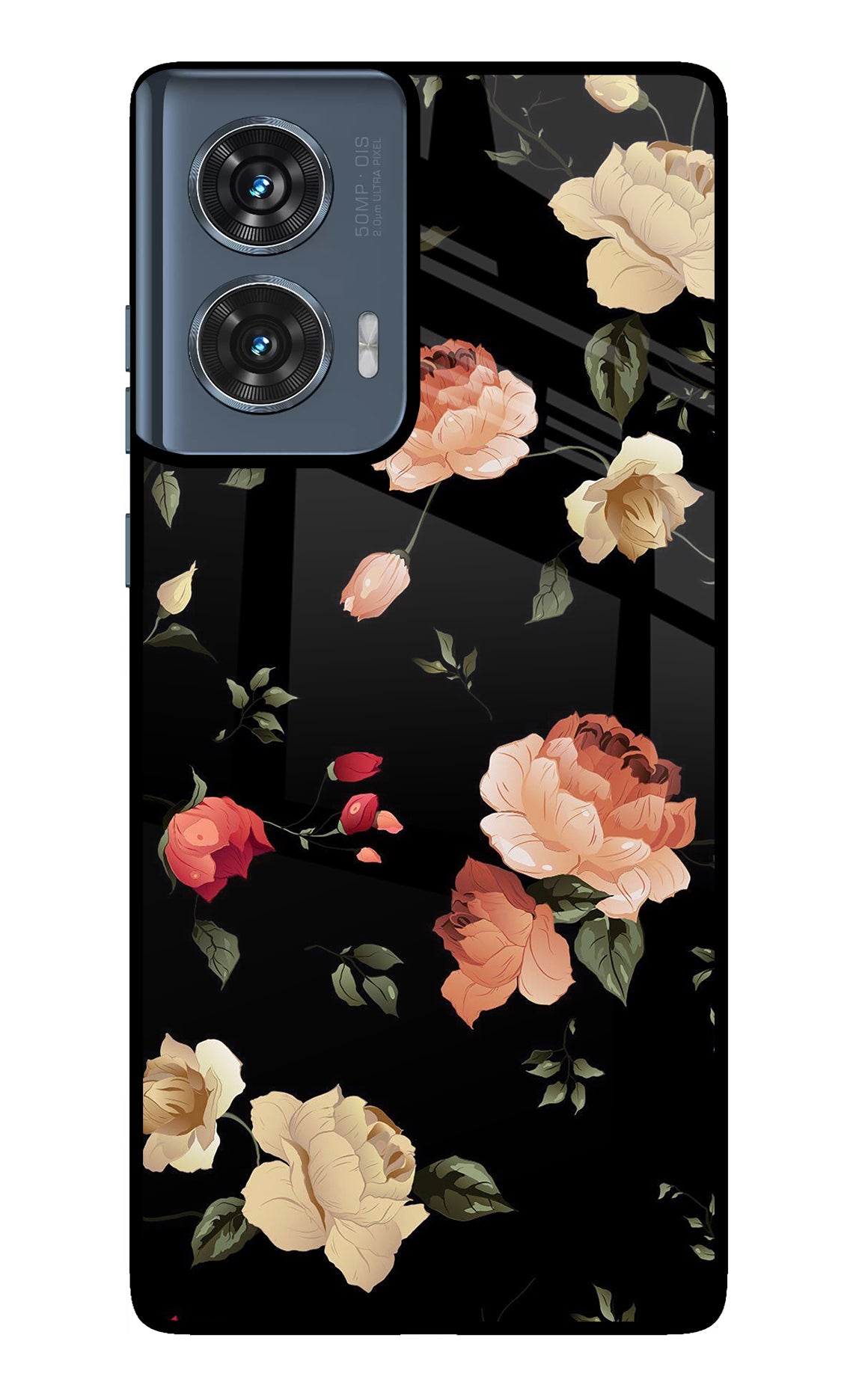 Flowers Moto Edge 50 Fusion Glass Case