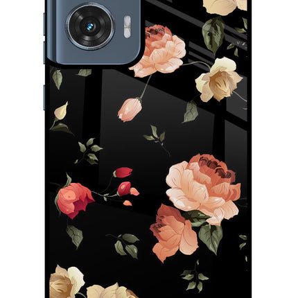 Flowers Moto Edge 50 Fusion Glass Case Back Cover by Casekaro