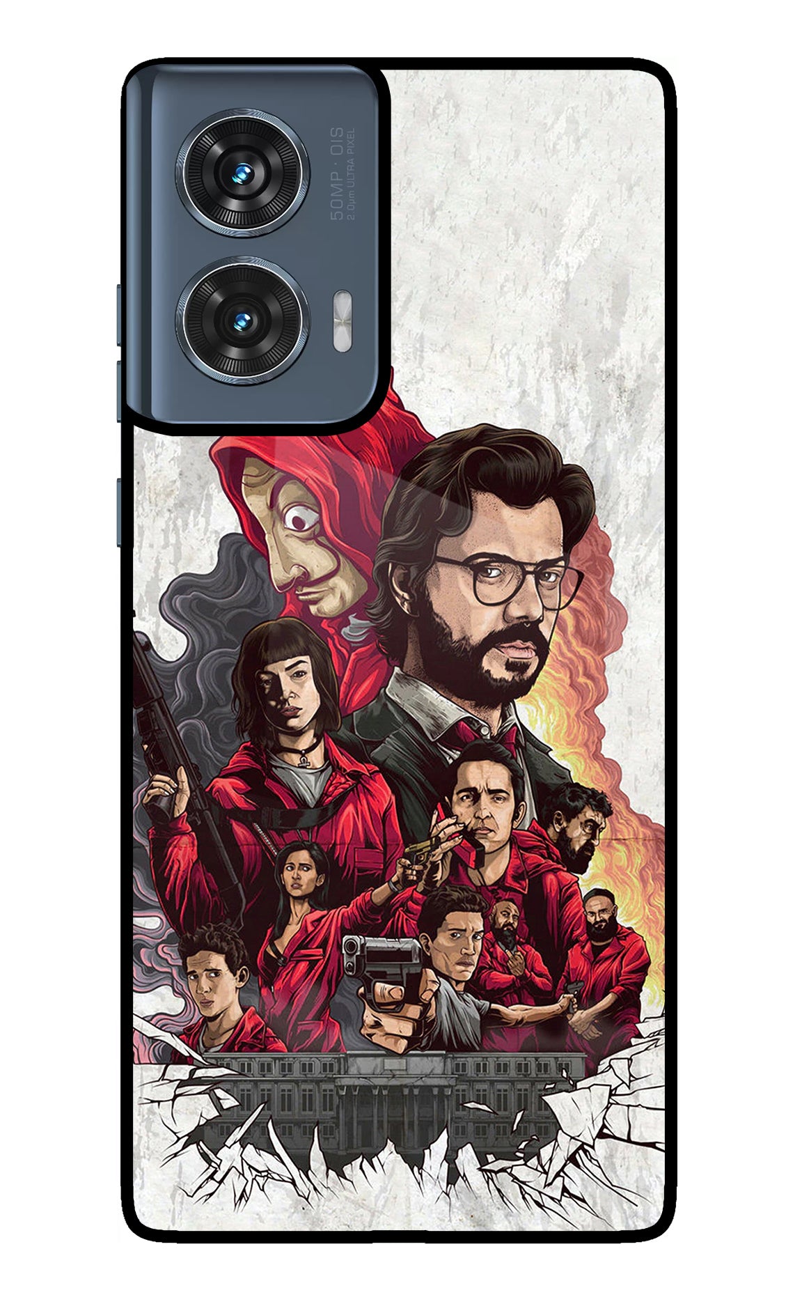 Money Heist Artwork Moto Edge 50 Fusion Glass Case