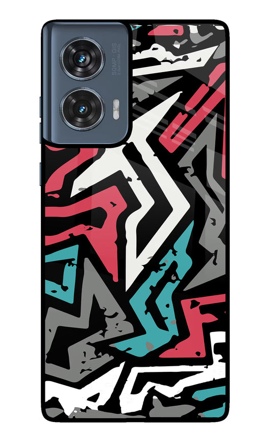 Geometric Graffiti Moto Edge 50 Fusion Glass Case