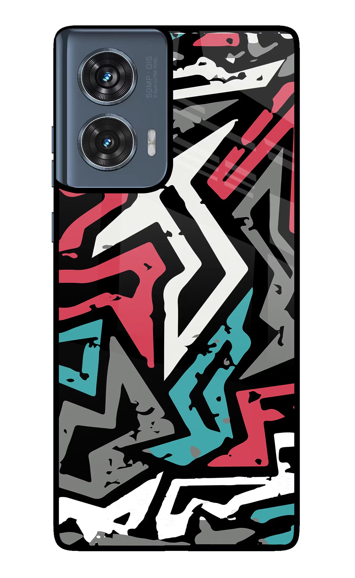 Geometric Graffiti Moto Edge 50 Fusion Glass Case Back Cover by Casekaro