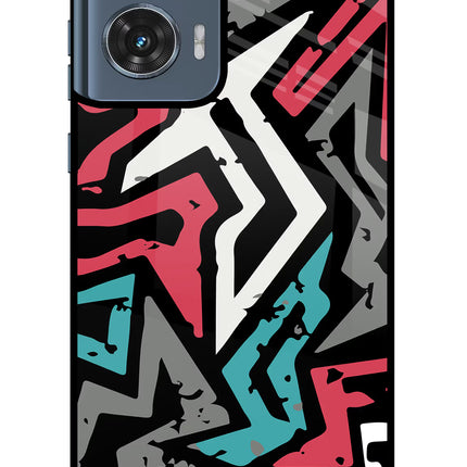 Geometric Graffiti Moto Edge 50 Fusion Glass Case Back Cover by Casekaro