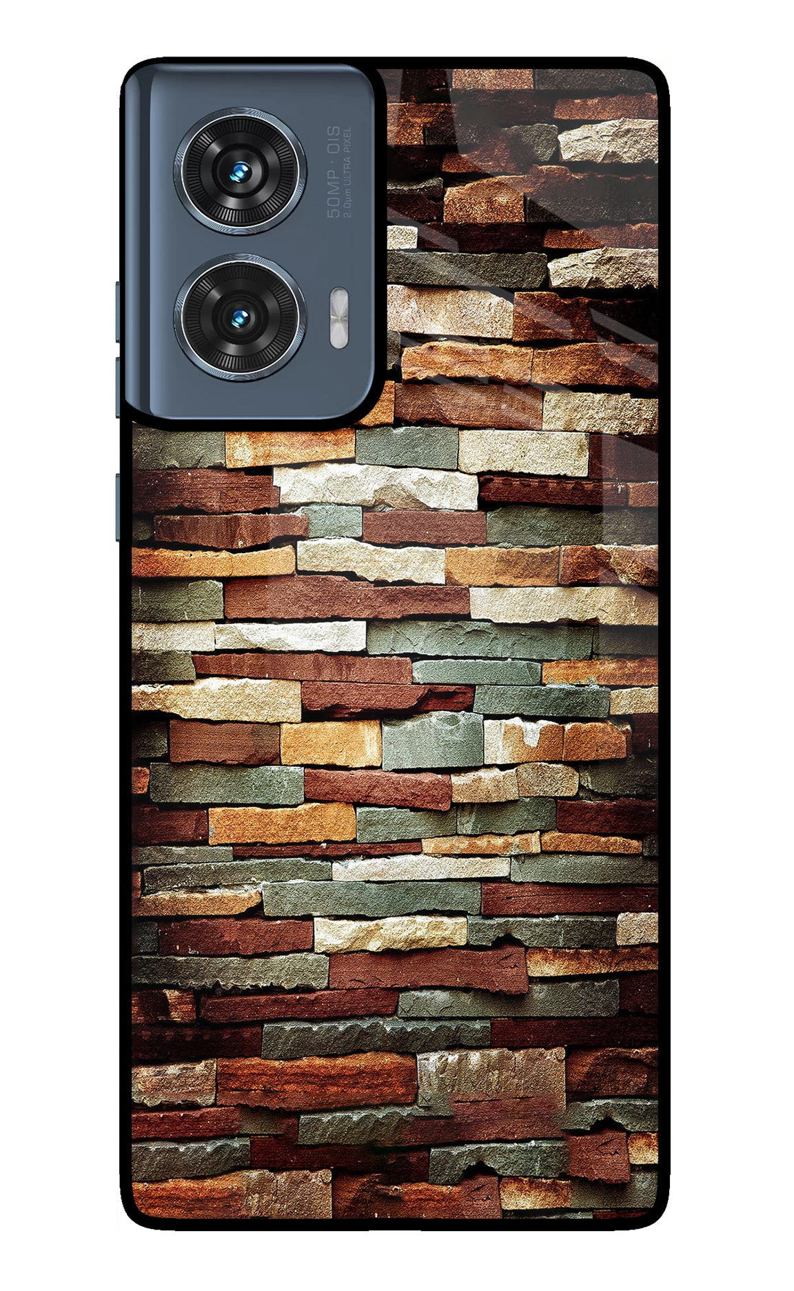 Bricks Pattern Moto Edge 50 Fusion Glass Case