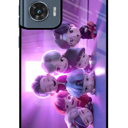 BTS Chibi Moto Edge 50 Fusion Glass Case Back Cover by Casekaro