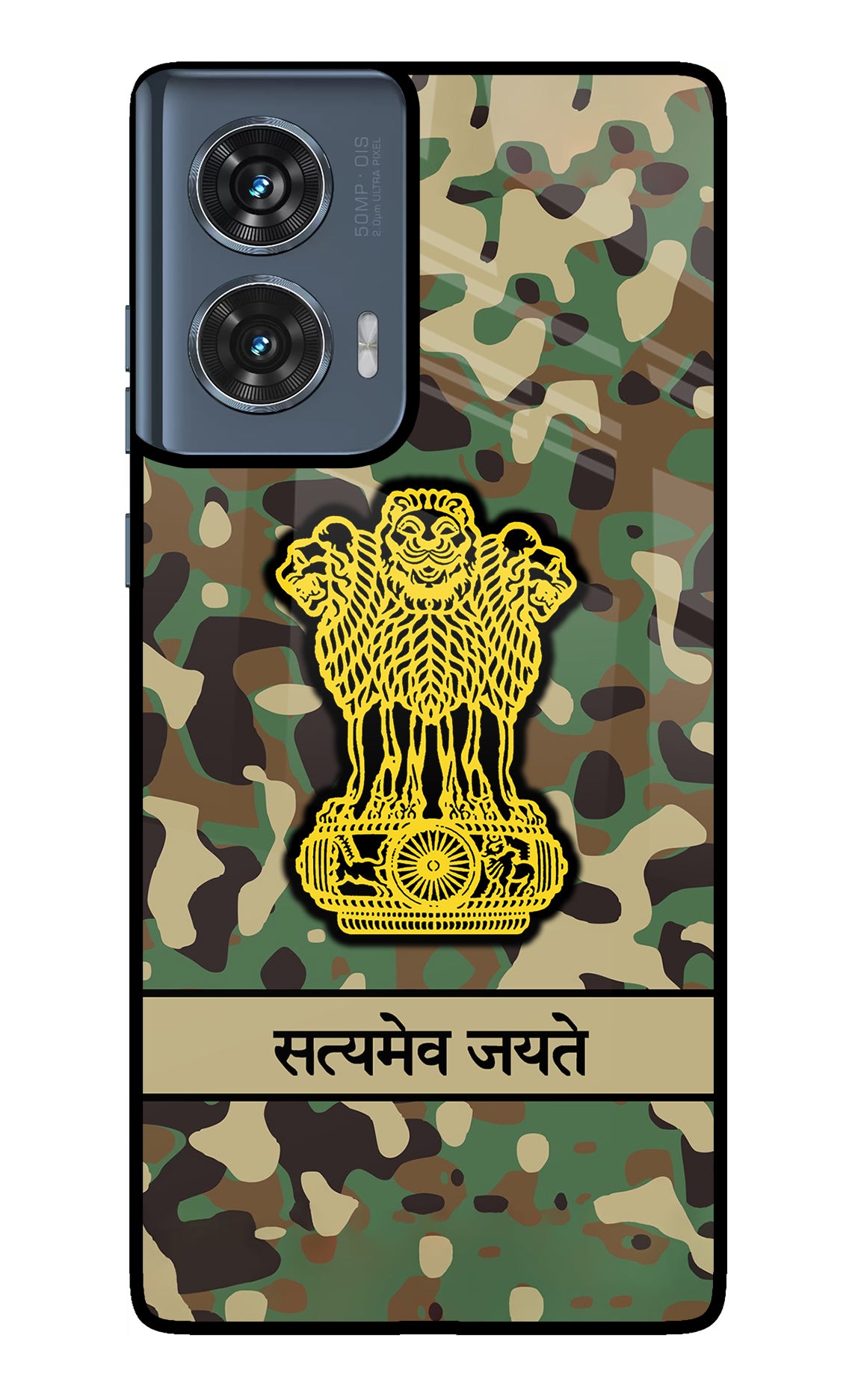 Satyamev Jayate Army Moto Edge 50 Fusion Glass Case