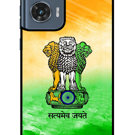 Satyamev Jayate Flag Moto Edge 50 Fusion Glass Case Back Cover by Casekaro