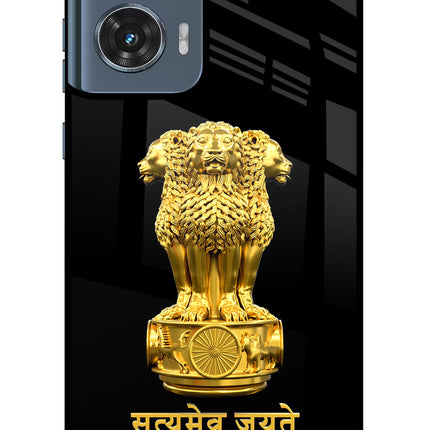 Satyamev Jayate Golden Moto Edge 50 Fusion Glass Case Back Cover by Casekaro