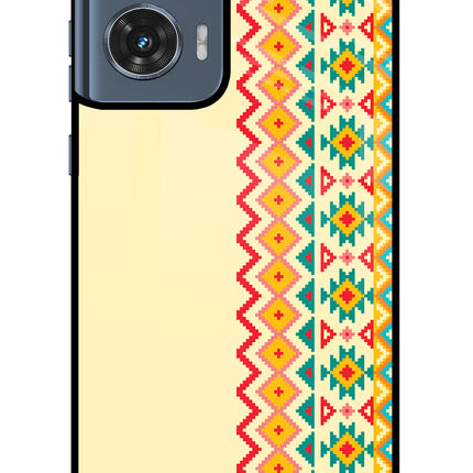 Ethnic Seamless Moto Edge 50 Fusion Glass Case Back Cover by Casekaro