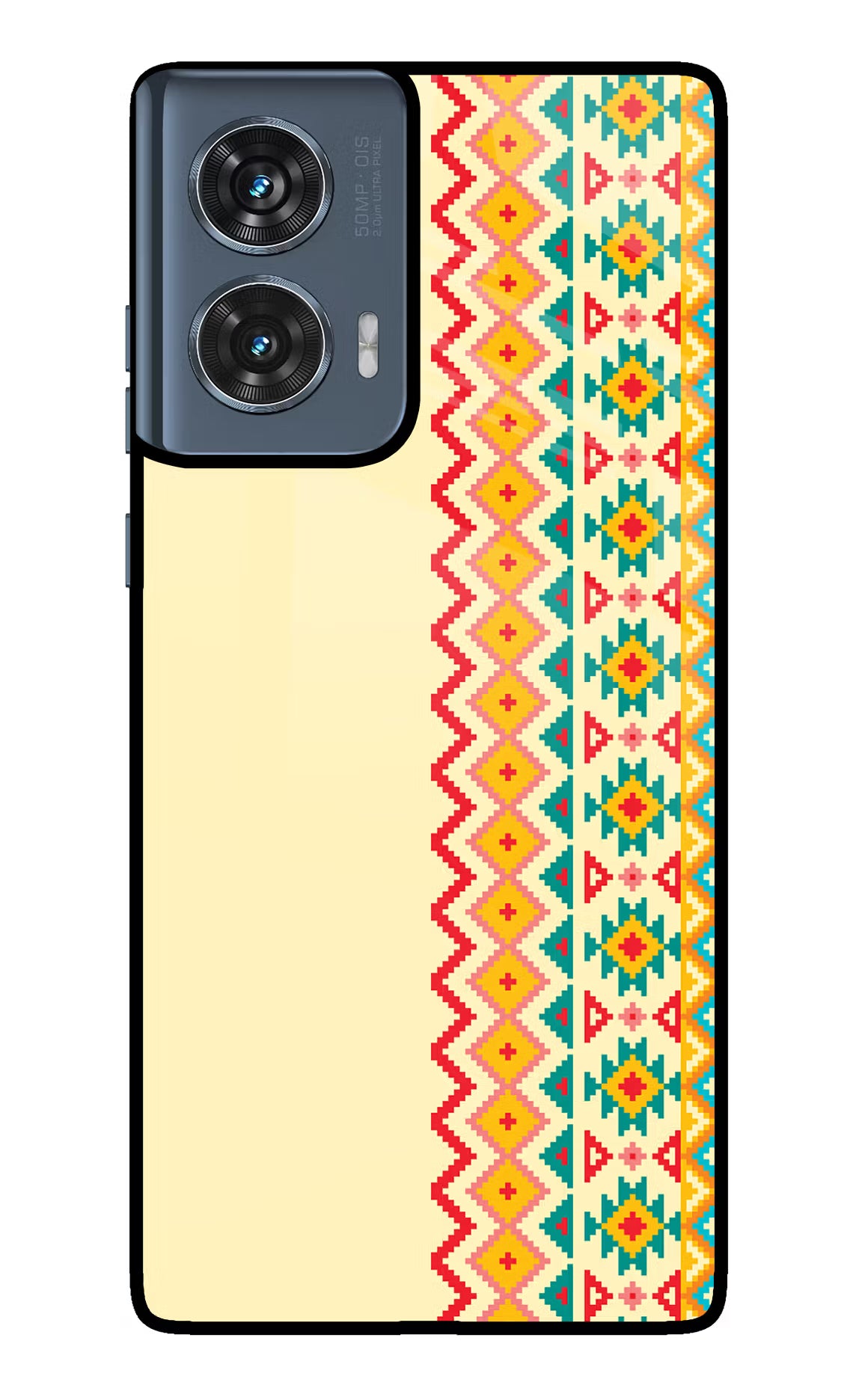 Ethnic Seamless Moto Edge 50 Fusion Glass Case Back Cover by Casekaro