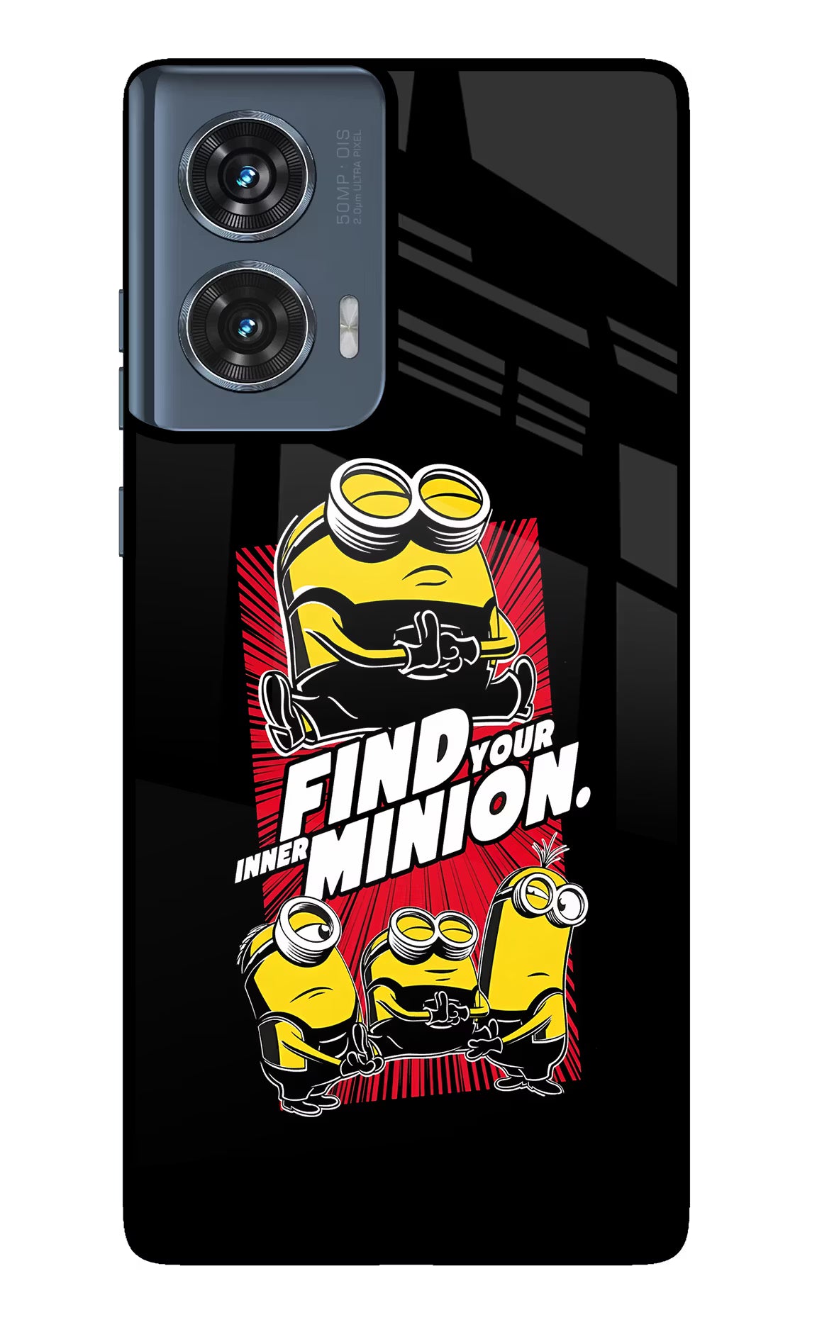 Find your inner Minion Moto Edge 50 Fusion Glass Case Back Cover by Casekaro