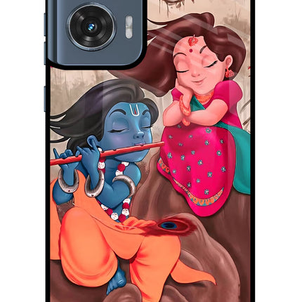 Radhe Krishna Moto Edge 50 Fusion Glass Case Back Cover by Casekaro