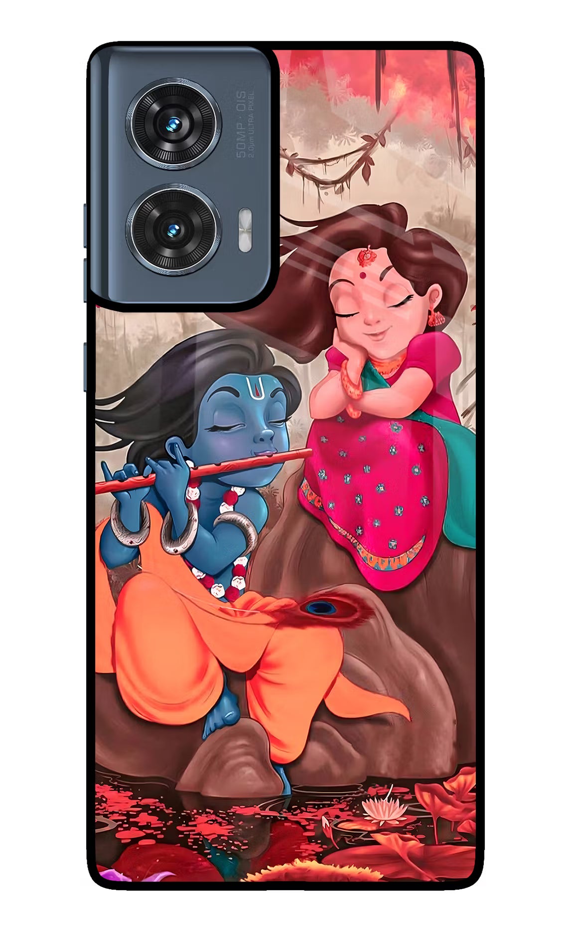 Radhe Krishna Moto Edge 50 Fusion Glass Case Back Cover by Casekaro