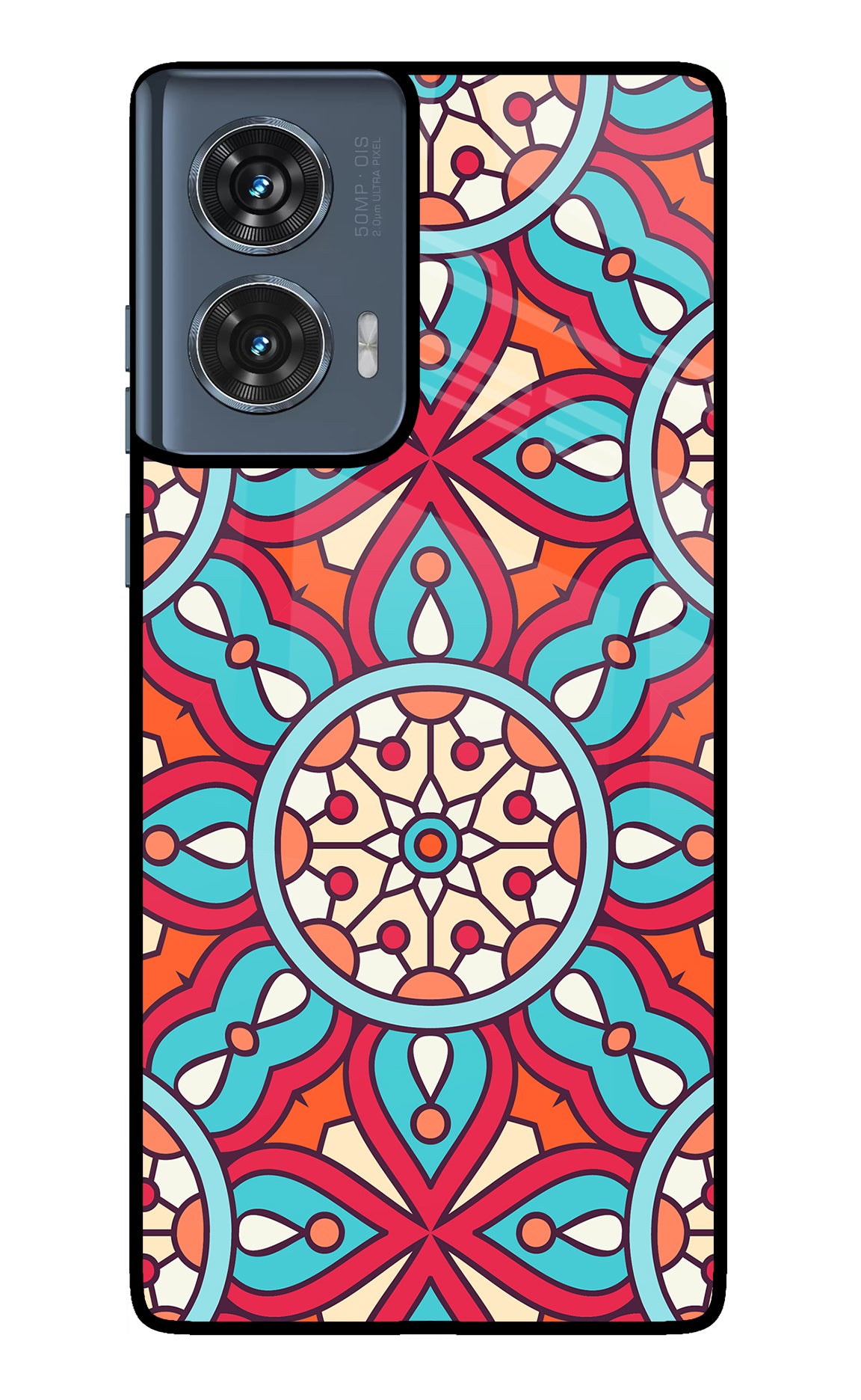 Mandala Geometric Moto Edge 50 Fusion Glass Case